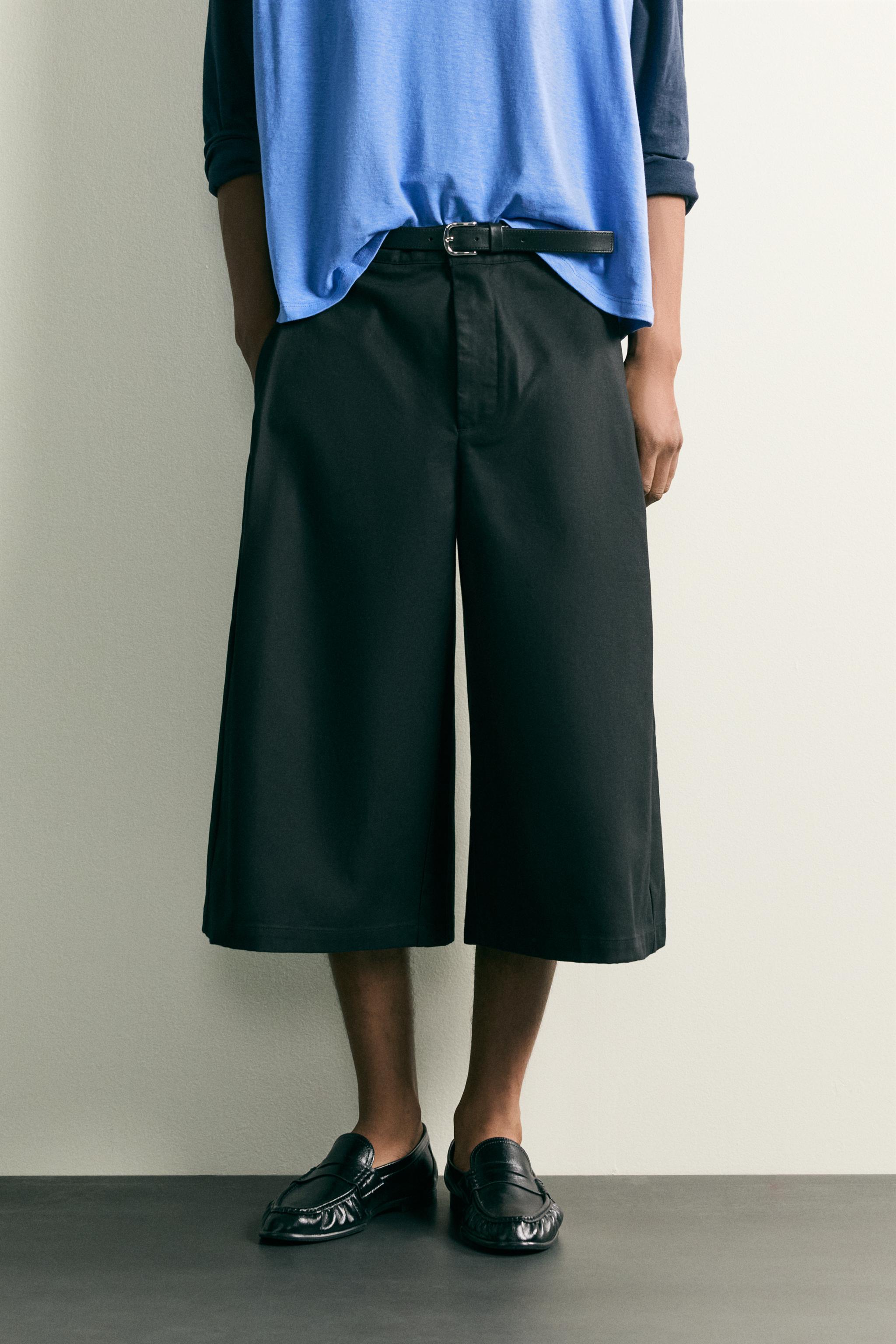 RELAXED FIT CULOTTE PANTS WITH SIDE PLEATS